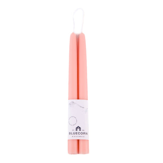 Pair of Dusty Rose Hand-Dipped Beeswax Taper Candles