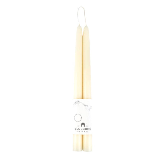 Pair of Ivory Hand-Dipped Beeswax Taper Candles